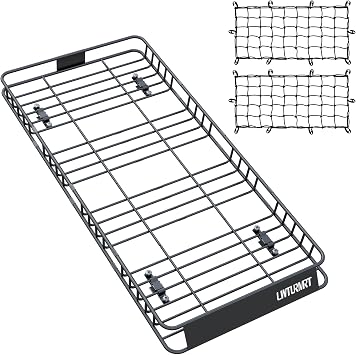 LWTURMRT Roof Rack Cargo Carrier Basket 84L X39W Heavy Duty 200Pounds Extension Travel with 2 Piece of Net