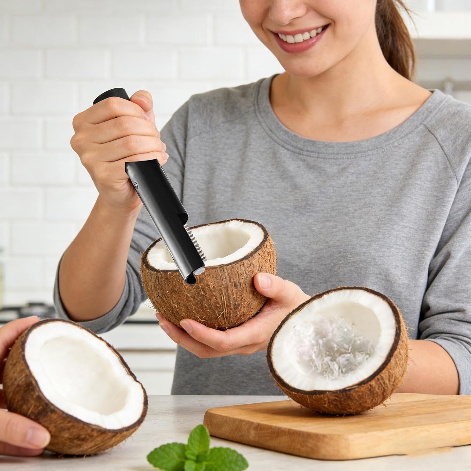 Rallador de Coco Eléctrico Inalámbrico Giratorio Antisalpicaduras de Mano