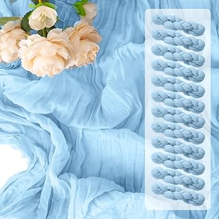 12Pack Baby Blue Cheesecloth Table Runners 10FT Gauze Table Runner