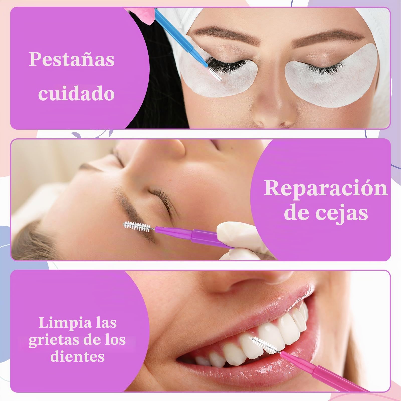 Prasacco cejas y pestañas 50 unidades peine multifunción laminación cejas elevación pestañas herramientas extensión