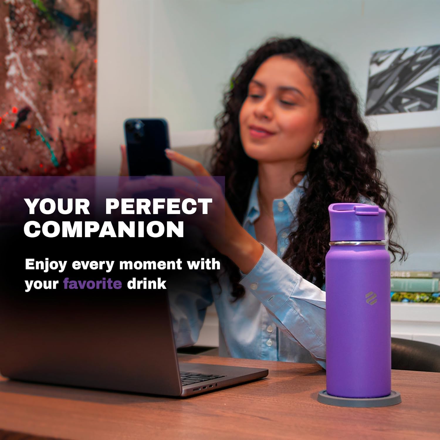 Tea Infuser Bottle Stainless Steel 20oz Insulated Loose Leaf Tea Travel Mug Leakproof BPA Free Reusable Water Bottle Double Wall Insulated Tea Tumbler with Two Lids for Hot and Cold Drinks