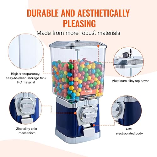 Miniatura 3 de VEVOR - Máquina expendedora de chicles para niños, de policarbonato, para tiendas de juegos, con monedas para cápsulas de juguete, bolas hinchables