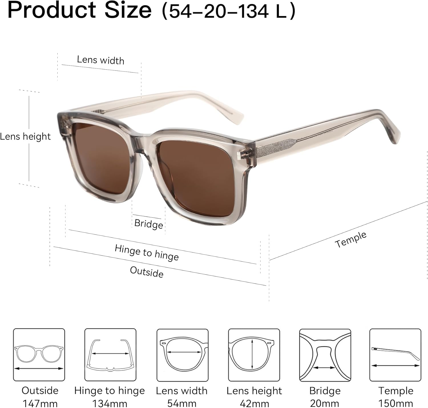 ZENOTTIC Polarized Sunglasses for Men Square: Classic Sun Glasses 100% UV Protection for Women - Large Unisex Designer Shades - Image 5