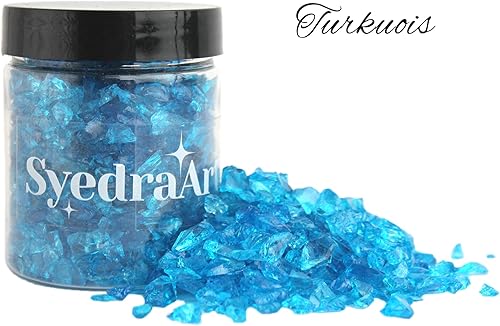 Miniatura 133 de Syedra - Juego de 3 piezas de vidrio triturado para manualidades, arte de resina, piezas de espejo de color triturado, 1 libra (amarillo)