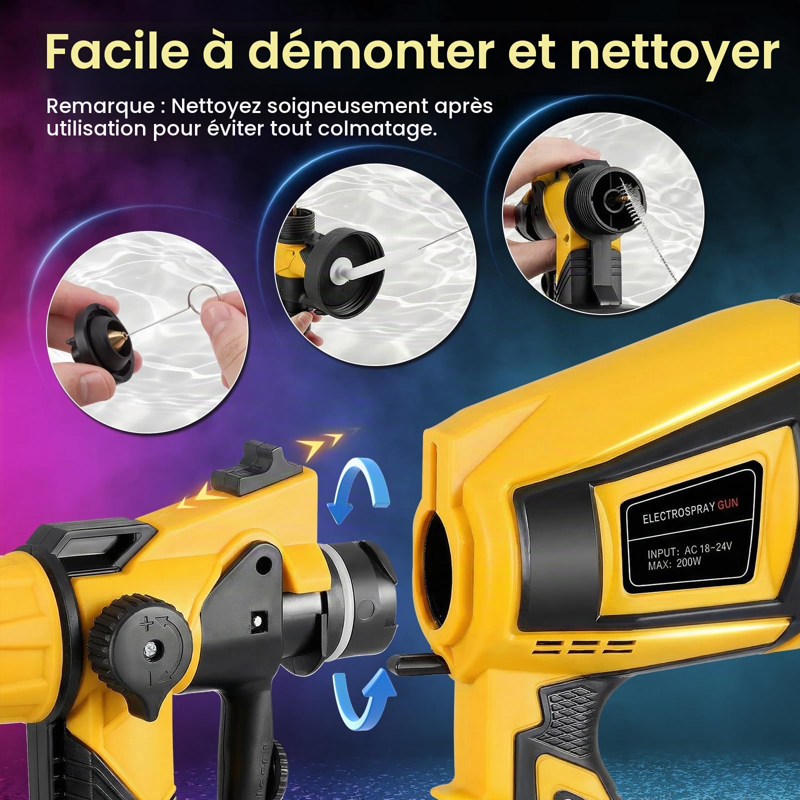 Jradse Pistolet pulvérisateur de peinture sans fil électrique avec 2 batteries de 3000 mAh, gobelet amovible de 1000 ml, 5 buses et 3 modèles de pulvérisation, pour clôtures, abri de jardin, pistolet