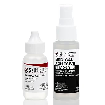 Medical Adhesive and Remover Combo Pack - Waterproof Silicone Skin Glue for Ostomy Bags, Breast Form, Prosthetics, Condom Catheters 2oz + 1oz