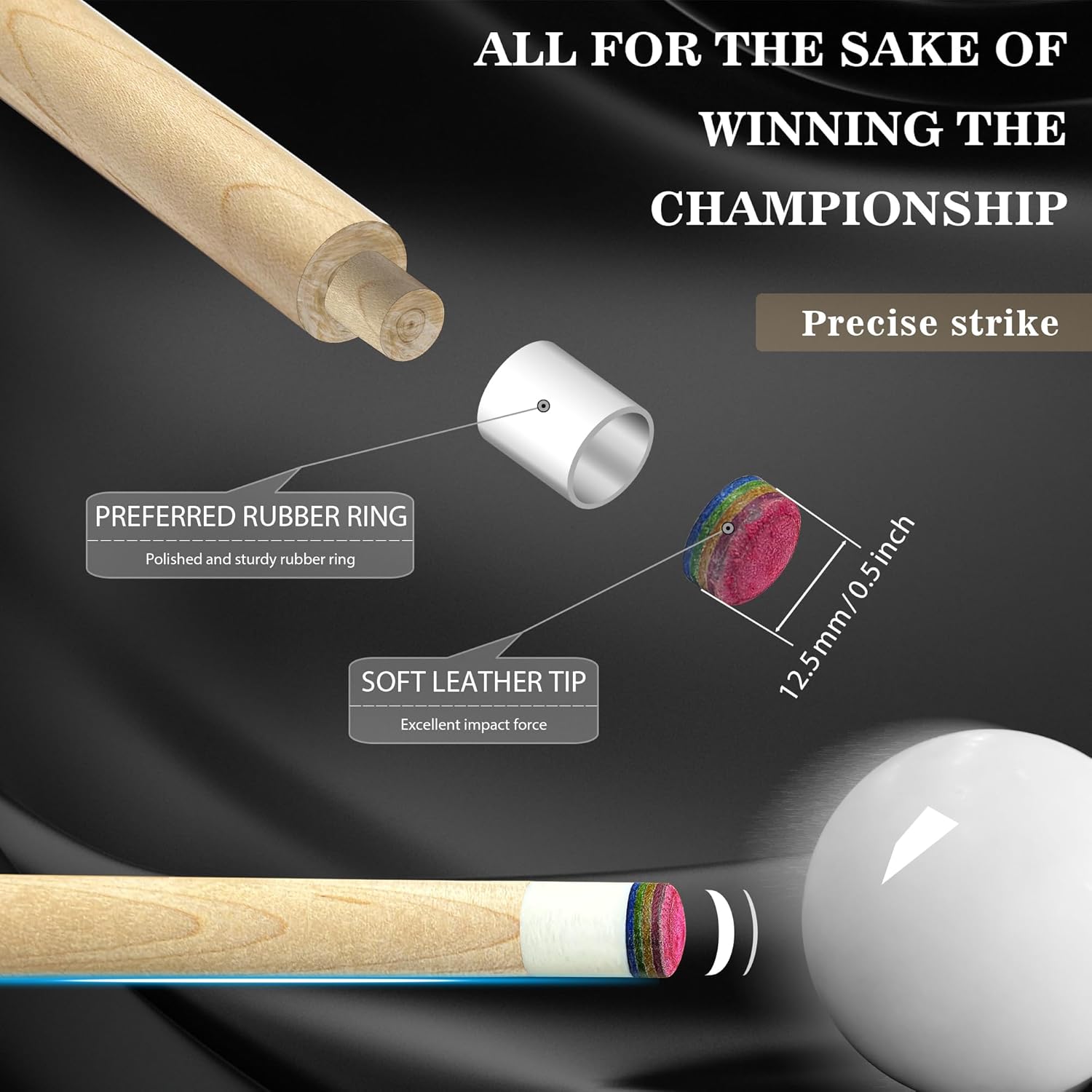 HomeSeason 58in Pool Cue Stick Canadian Maple Wood 13mm Tip - 18oz Perfect for Precision Play, Low Deflection Pool Cue for Enhanced Accuracy