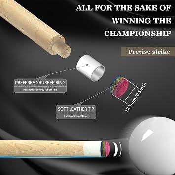 HomeSeason 58in Pool Cue Stick Canadian Maple Wood 13mm Tip - 18oz Perfect for Precision Play, Low Deflection Pool Cue for Enhanced Accuracy