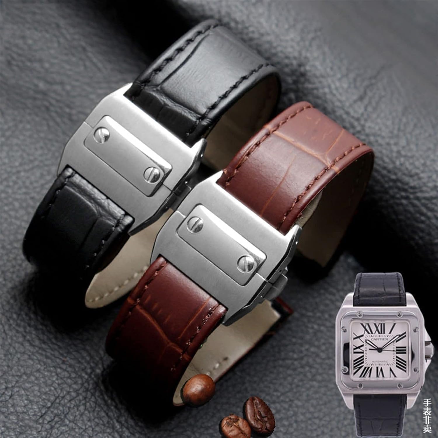 Correa de Reloj de Cuero Genuino para Santos Santos 100, Correa de Cuero para Hombres y Mujeres, 20mm 23mm