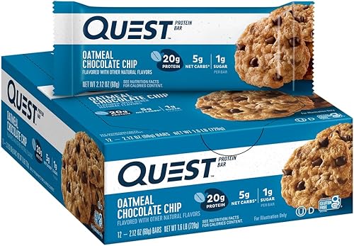 Miniatura 15 de Quest Nutrition Barras de proteína de masa de galletas con chispas de chocolate, 21g de proteína, 1g de azúcar, 4g de carbohidratos netos, alto