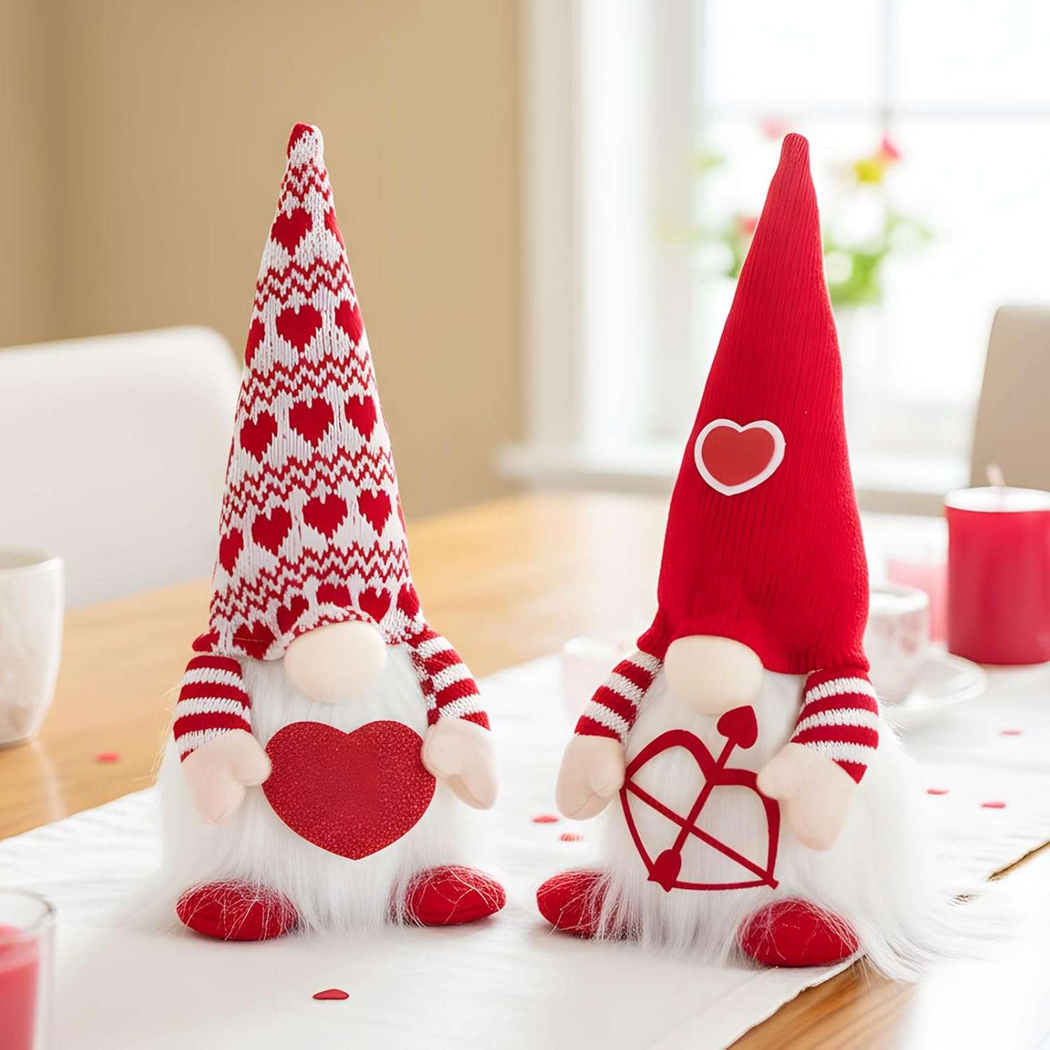 Valentines Day Decor,Valentines Day Decorations,Red Valentine Couple Plush Gnomes Decorations for Home, Indoor, Girls - Romantic Anniversary Vday Gnome Gift