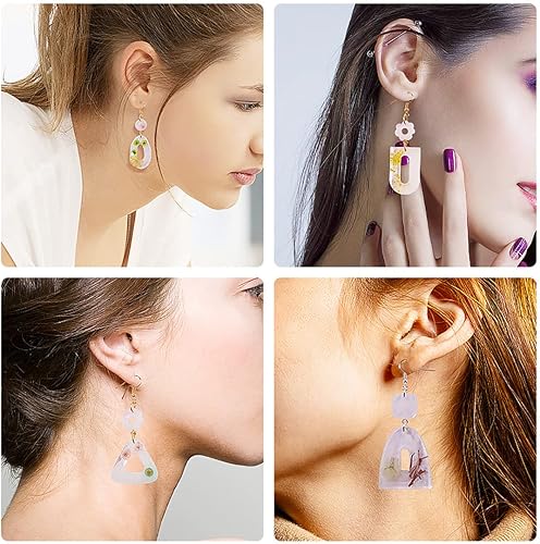 Miniatura 4 de Voyyphixa 54 moldes de silicona para aretes para resina epoxi, moldes de joyería de resina, moldes de lágrima luna estrellas de silicona con agujero