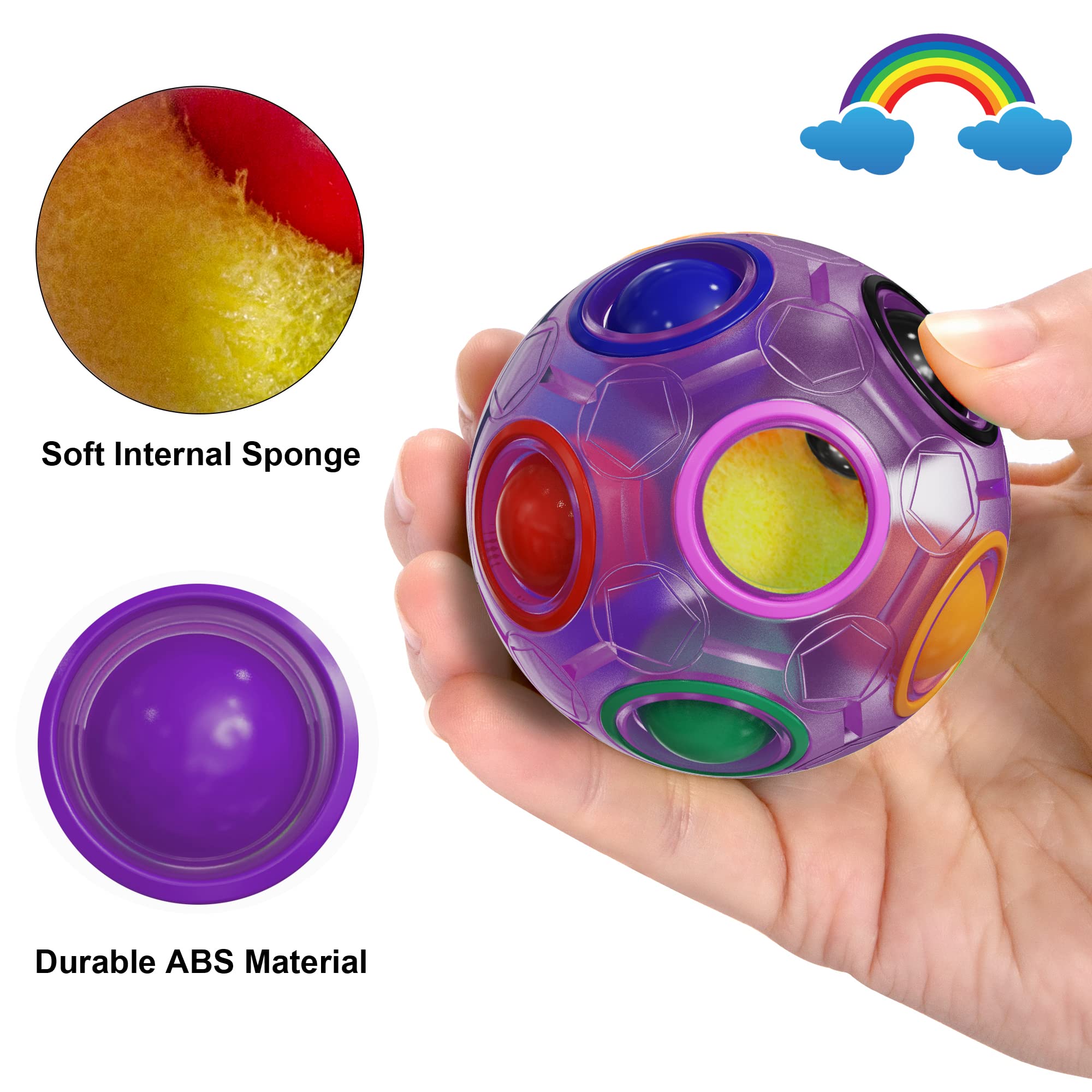 ROXENDA Magic Rainbow Ball with 12 Holes, Puzzle Ball Skill Game, Brain Teaser & Fidget Ball for Kids from 6 Years - Image 3