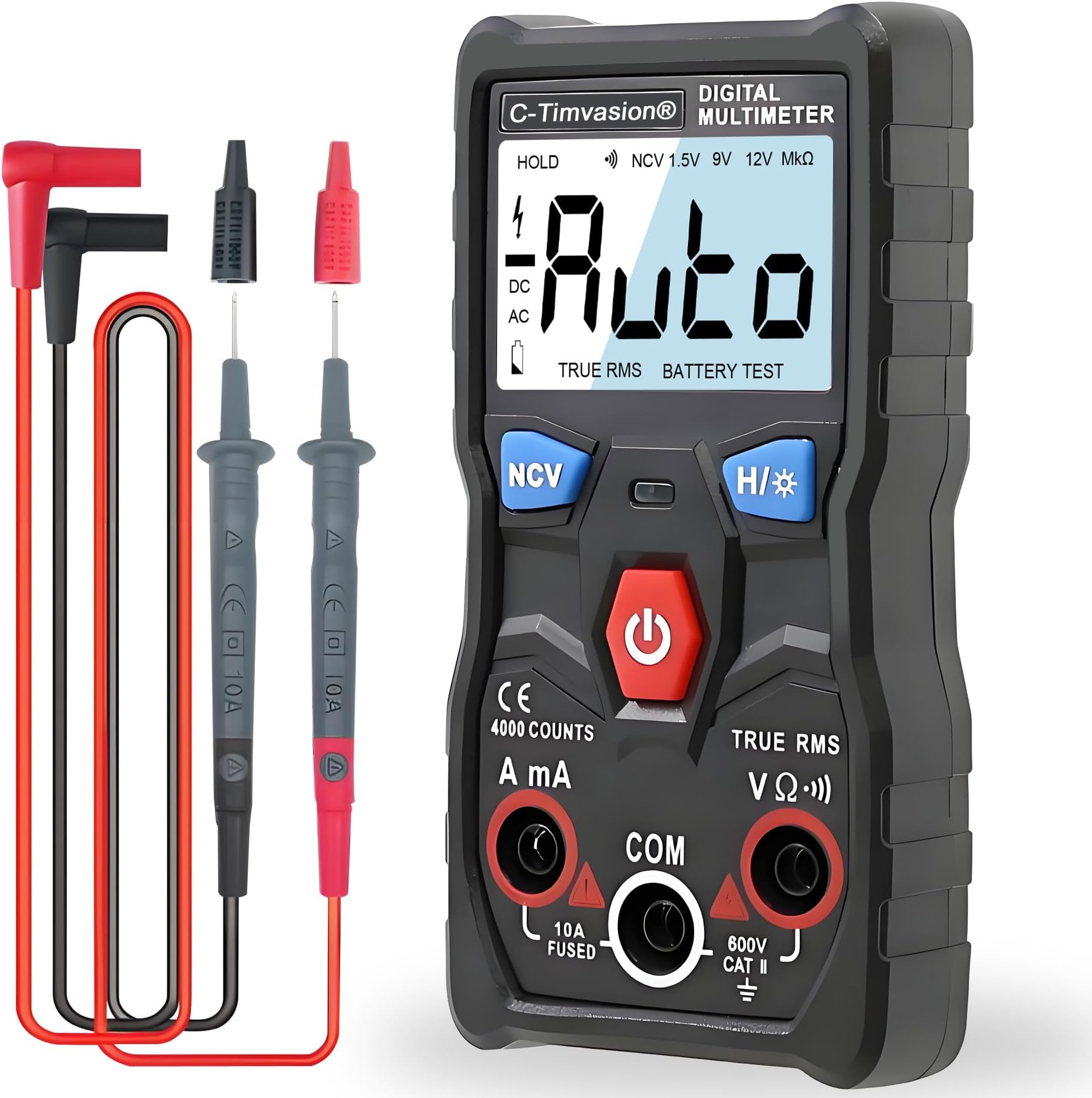 Automatic Identification Digital Multimeter, C-Timvasion AC/DC Voltage, Current, Resistance, Continuity Measurement, N/L and NCV Detection, Functional Electrical Measuring Instrument, Measuring