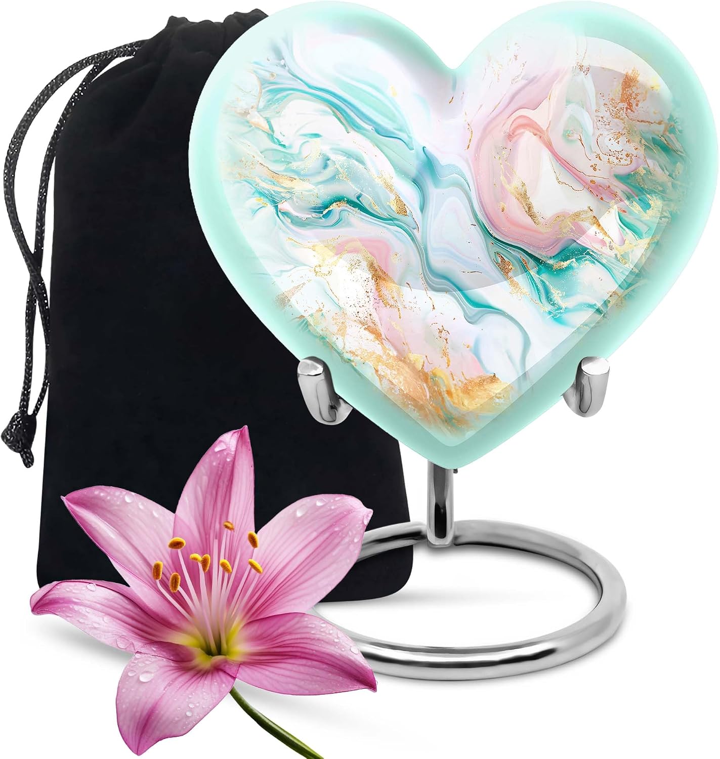 Celestial Harmony Heart Urn - 10 Inch Multicolor Urn for Adult Ashes