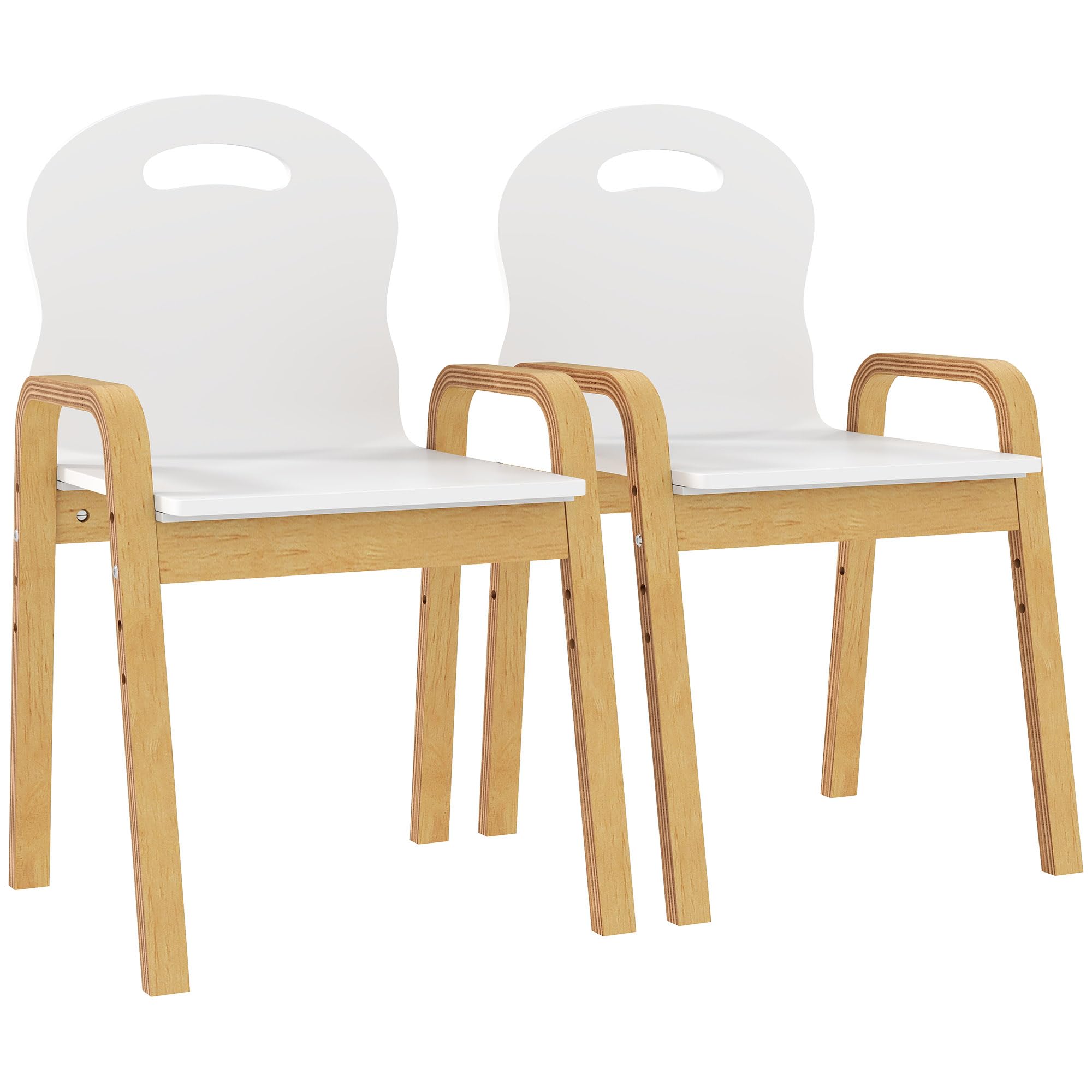 AIYAPLAY Lot de 2 chaises pour Enfants réglables en Hauteur, Fauteuil Enfants en Bois Massif avec accoudoirs, pour Manger, Lire, étude et Jouer, 3 à 9 Ans, Blanc