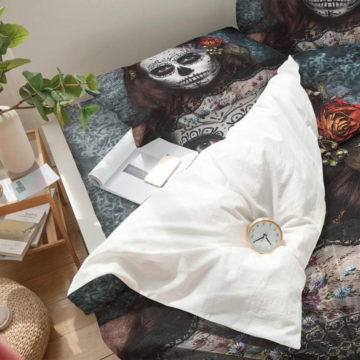 Exсluѕіvе Bedding 4 Piece Duvet Cover Set Silence Gloomy Mysterious Girl Ultra Soft Brushed Microfiber Modern Comforter Cover for All Seasons- King Size