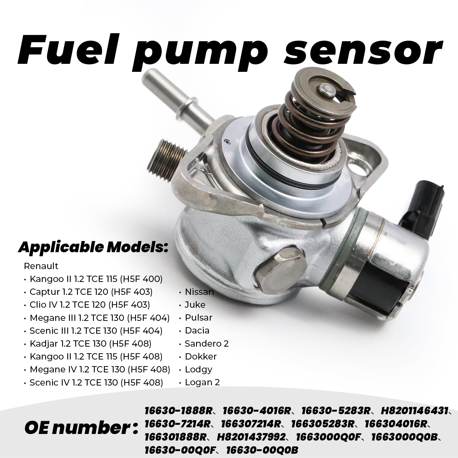 Pompe à carburant haute pression pour Sandero Dokker Lodgy Logan II Renault Kangoo Captur Clio Megane III Scenic III Kadjar Kangoo II Megane IV Scenic IV Qashqai Pompe à essence 166304016R