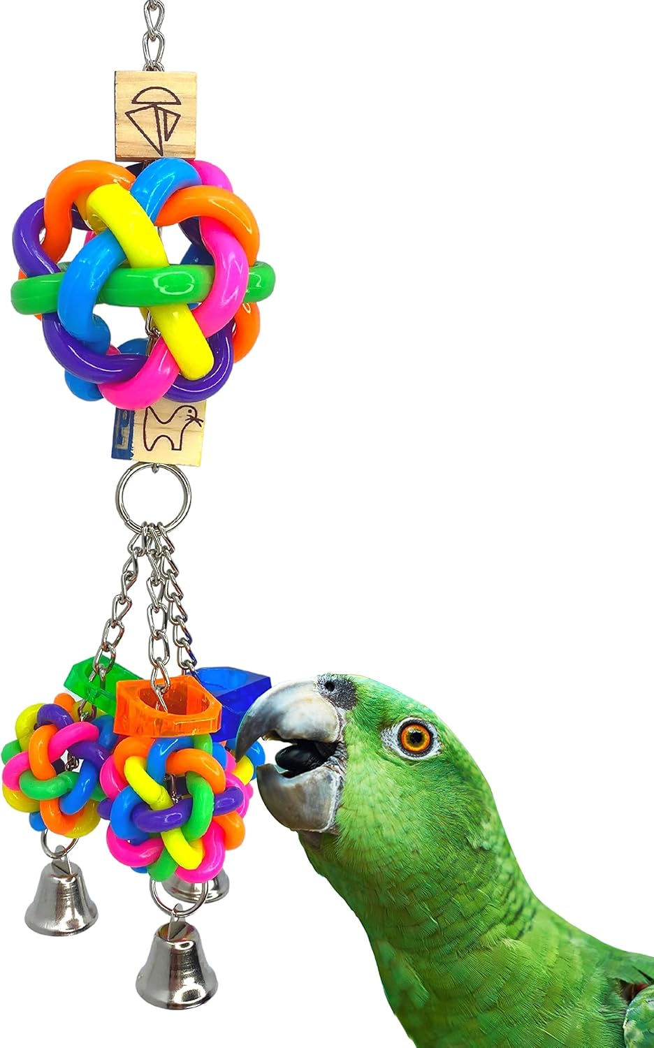 Bonka Bird Toys 966 Bouncy Bouncy 15" x 3.50", Parrot, Tug Pull Cage Toy, African Grey, Quaker, Piuonus, and Similar Birds