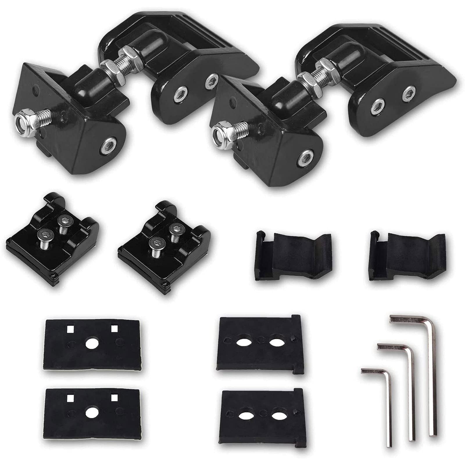 Kit Regolabile con Chiusura A Scatto per Cofano per Jeep Wrangler JK, JKU Rubicon Sahara Sport 2007-2018, Alluminio Nero, Nessuna Perforazione Richiesta, 1 Paio