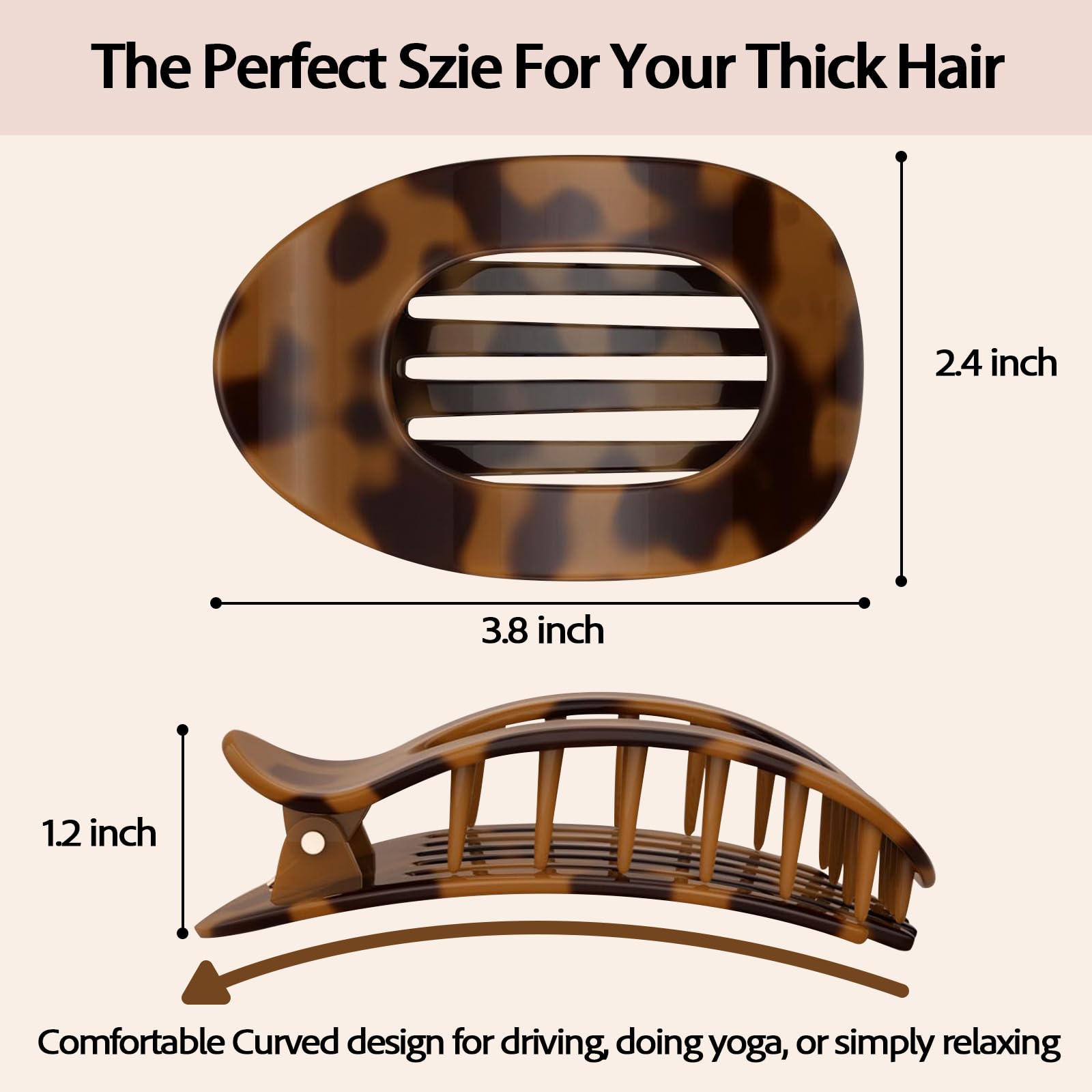 VivaSmile 4 PCS Flat Hair Clips for Women Curved Design Duckbill Hair Clips for Lying Driving - Image 2