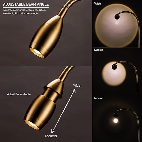 Miniatura 10 de O'Bright Lumos - Lámpara versátil con clip foco zoomable, LED regulable, cuello de cisne flexible, luz de 4000 K, abrazadera 100% metálica, ideal