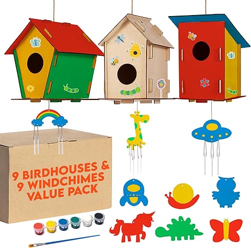 Miniatura 7 de 12 kits de casa de pájaros para que los niños construyan - Kits de casa de pájaros de madera para que los niños pinten - Casas de pájaros de madera