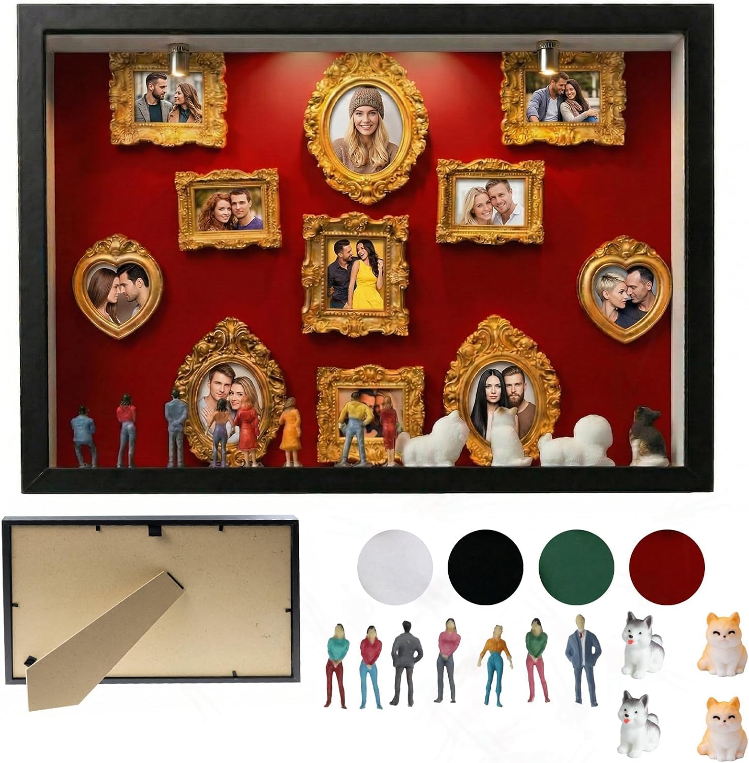 DIY Mini Gold Frames Silhouette Box Kit, Gold Miniature Museum & Figurines Shadow Box Frame | Personalized Memory Collage for Anniversary, Wedding, Birthday | Gift-Ready Home Decor 2026 (A Style)