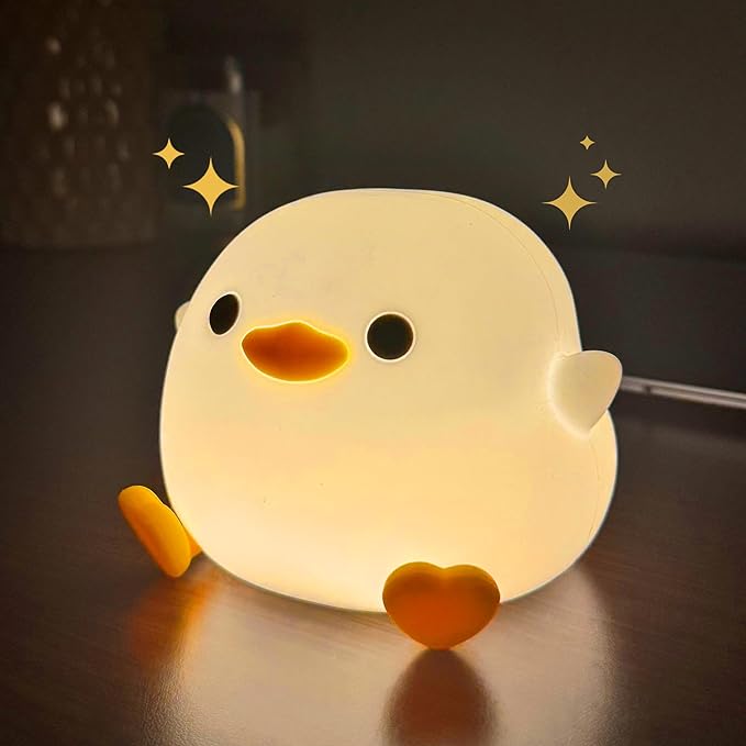 KoalaJoy Cute Night Light, Silicone Rechargeable Lazy Duck Lamp, Squishy Nursery Night Light for Kids, DoDo Duck for Kids, Bedside Table Lamp for Bedroom & Living Room