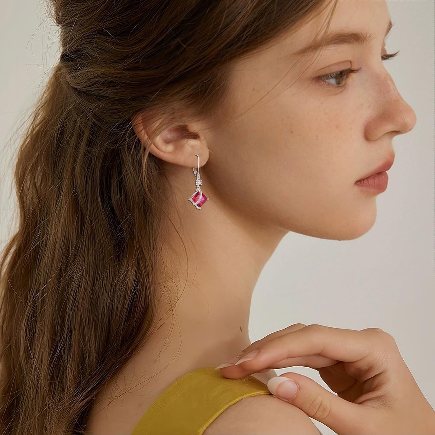 Square Princess Cut Drop Dangle Earrings 925 Sterling Silver Solitaire Leverback Earrings Birthstone Jewelry Gifts for Women - Image 2