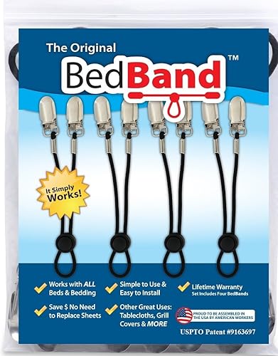 The Original Bed Band Sujetador ajustable con asas correa y suspensor para afirmar sus sábanas Pendiente de patente
