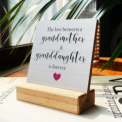 Miniatura 2 de Letrero de madera con inscripción en inglés "Country Grandmother Granddaughter", decoración rústica de escritorio con texto en inglés "The Love