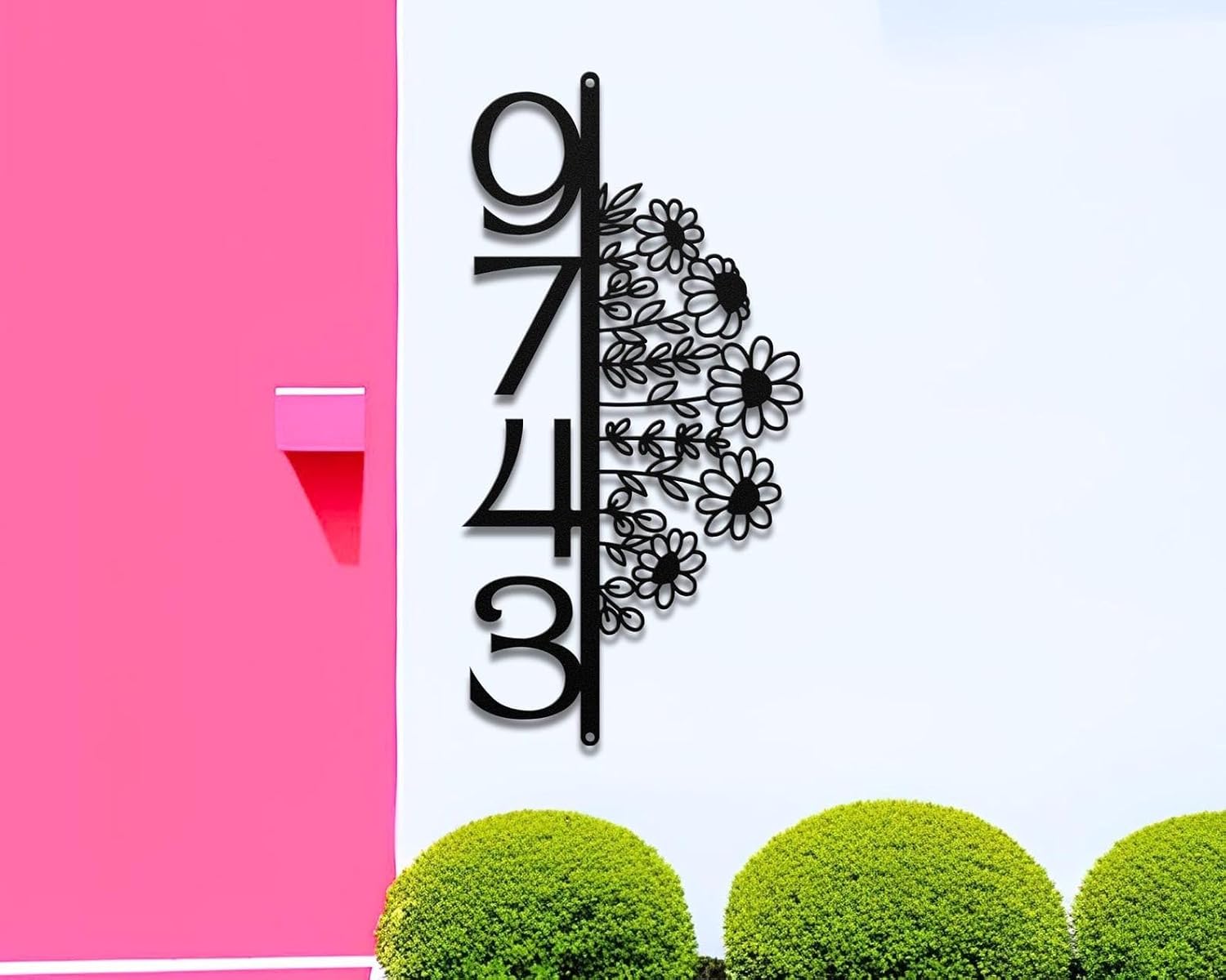 Personalized Floral Vertical Metal Address Sign, Floral House Numbers Plaque, Outdoor Door Number Decor (Floral Vertical Address)