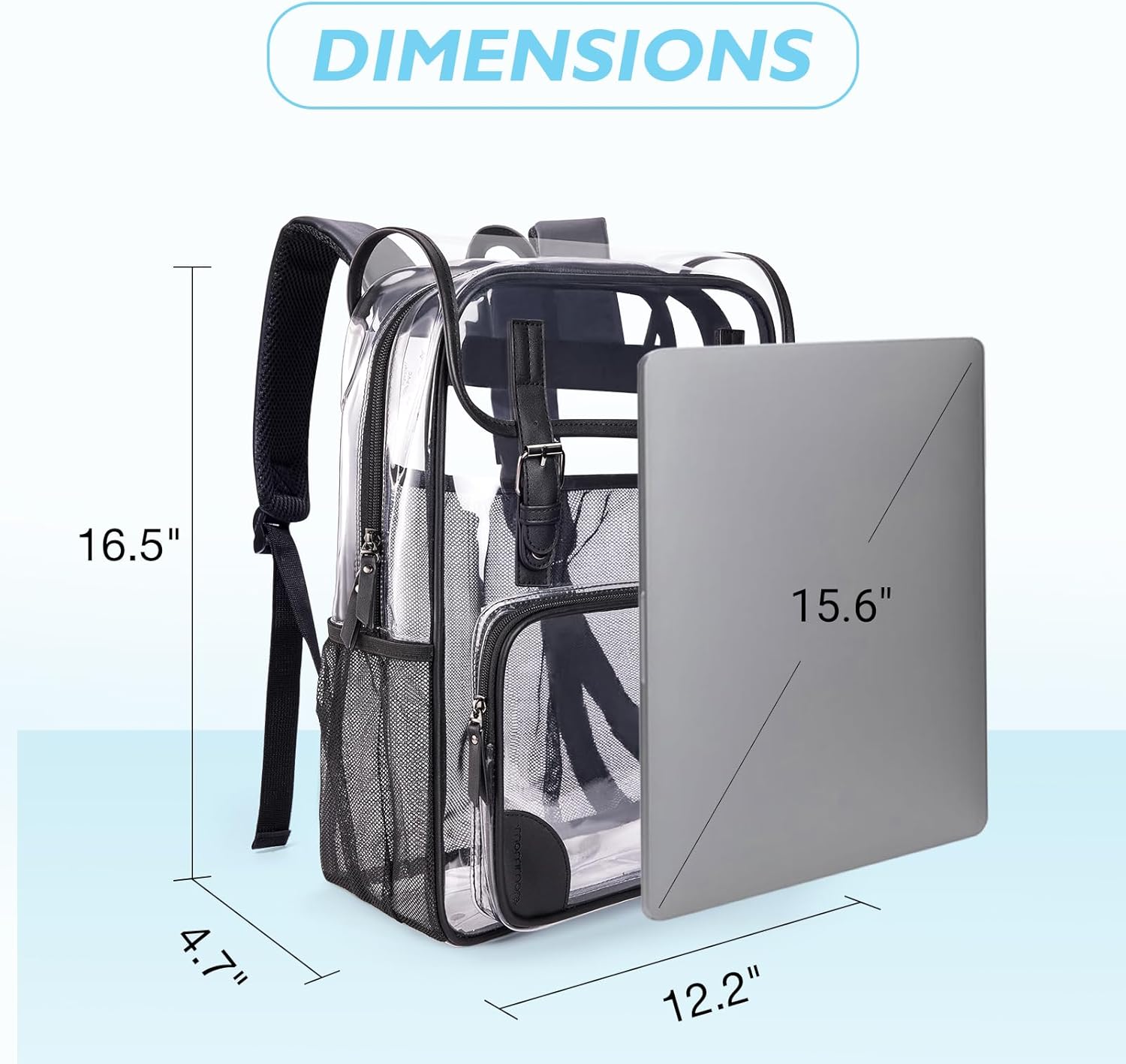 mommore Clear Backpack Heavy Duty Large Clear Bookbag for School Transparent PVC Stadium Approved See Through Back Pack - Image 6