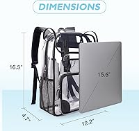 Vista 6 de mommore Mochila transparente resistente, grande, transparente, para escuela, PVC, aprobada para estadios, mochila transparente