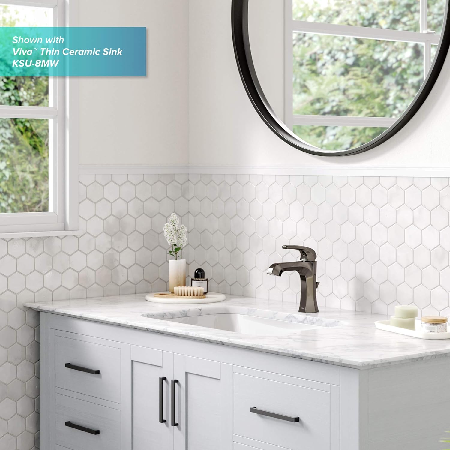 KRAUS Esta Single Handle Basin Bathroom Faucet with Lift Rod Drain in Gunmetal, KBF-1211GM