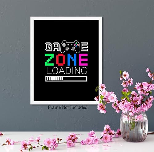Miniatura 3 de Govivo Game Zone Loading - Impresión artística de decoración de pared con fondo negro - Obra de arte sin marco de 8 x 10 pulgadas con temática de