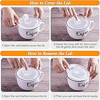 Vista 5 de Soup Mugs with Handles and Vented Lids, 26 oz Microwavable Soup Bowls, Ceramic Mugs Set for Overnight Oats, Cereal, Noodles, Ramen, Pasta, Salad