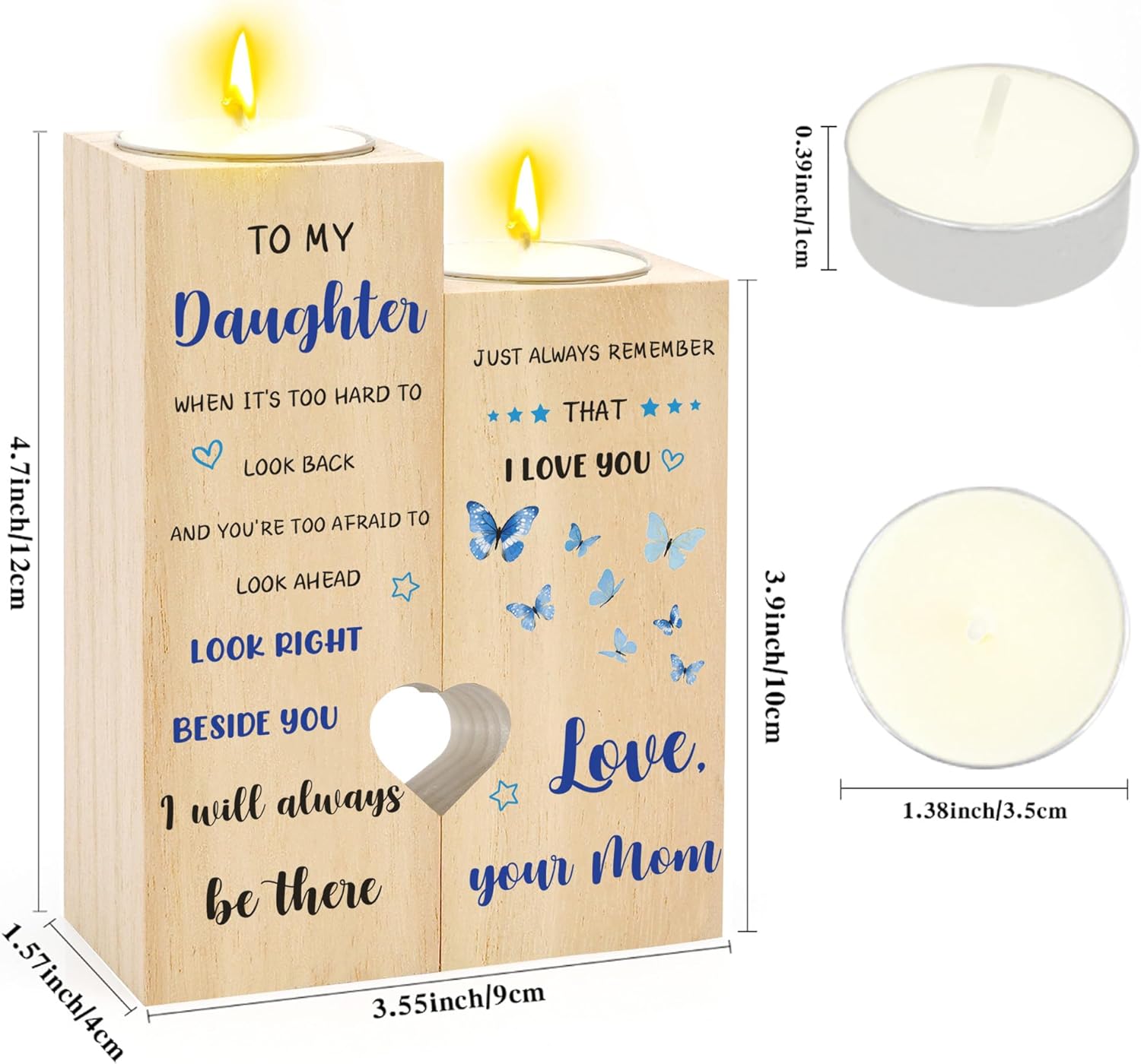 Daughter Birthday Gifts for Daughters Adult - Butterfly Daughter Gifts from Mom Dad Candle Holder Candlestick Funny Christmas Graduation Valentine's Day for Daughters - Image 3