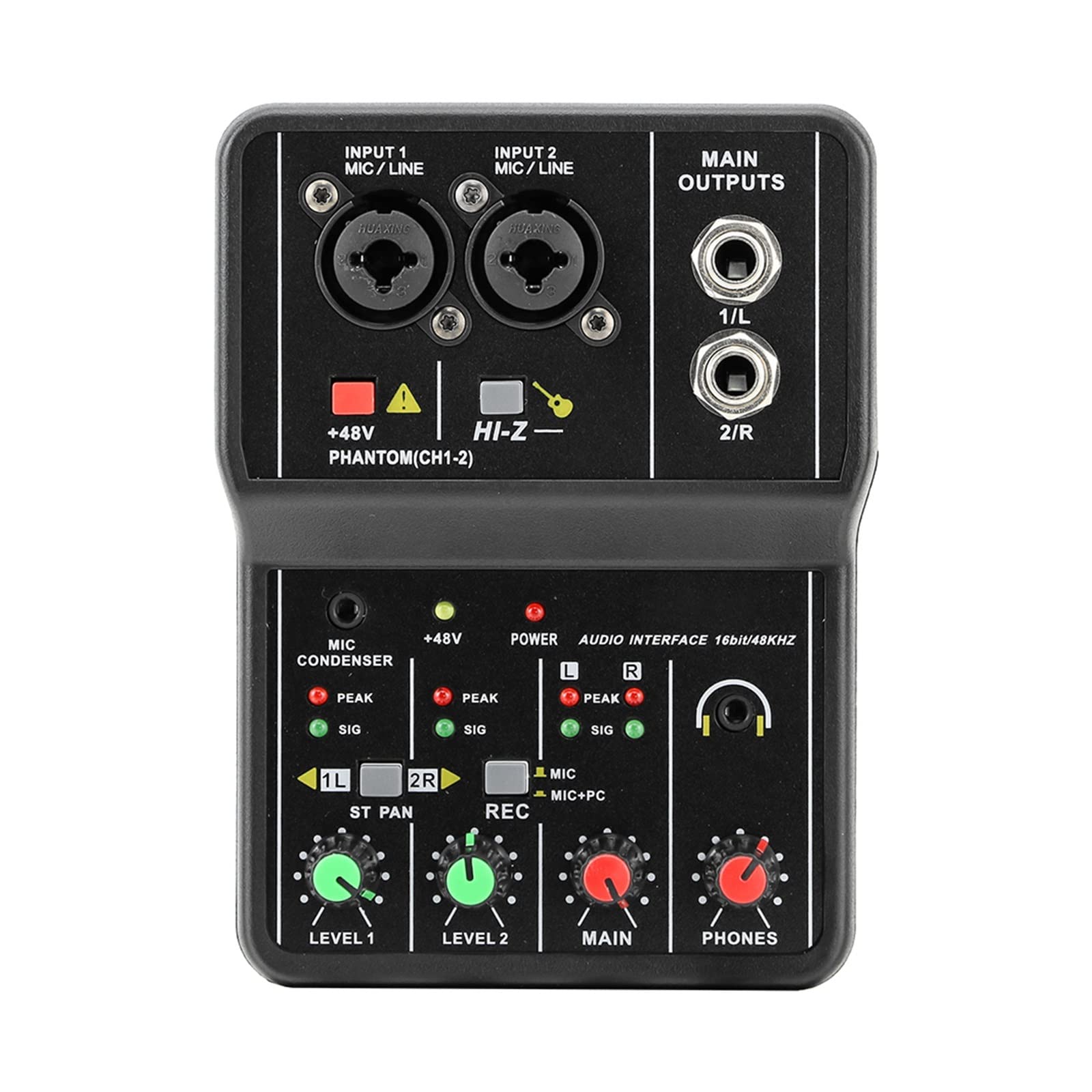 Tarjeta de Sonido de Interfaz con Consola mezcladora de Monitor for grabación de Estudio, Ordenador de Canto, PC, alimentación Fantasma de 48V