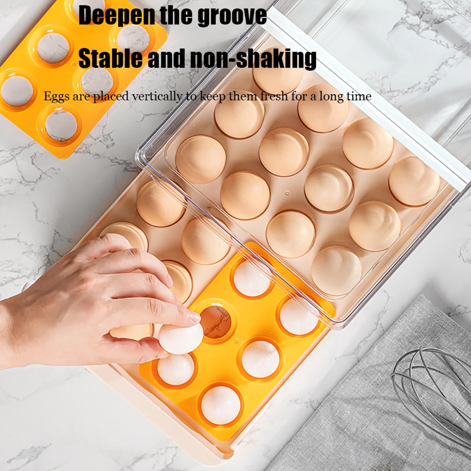 Caja de Almacenamiento de Huevos de Doble Capa,Soporte para Huevos para refrigerador,Almacenamiento de Huevos para encimera,Organizador de Huevos,Dispensador de Huevos para refrigerador