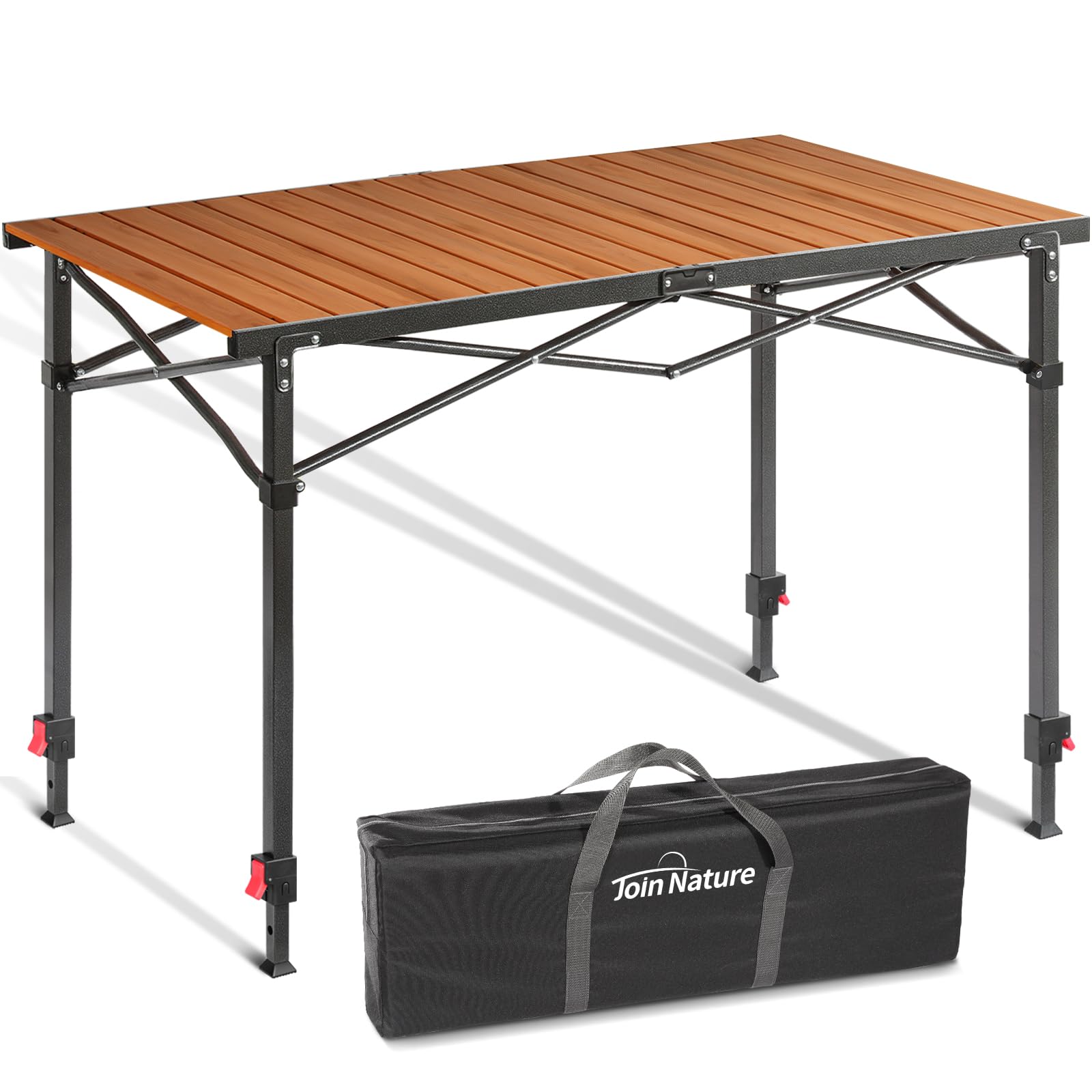 Join Nature Campingtisch Klappbar Bis 100KG mit Tragetasche Klapptisch für 6 Personen - Roll Up Camping Tisch 118 x 70CM Übergröße Rolltisch für Camping, Outdoor, Garten, Picknick