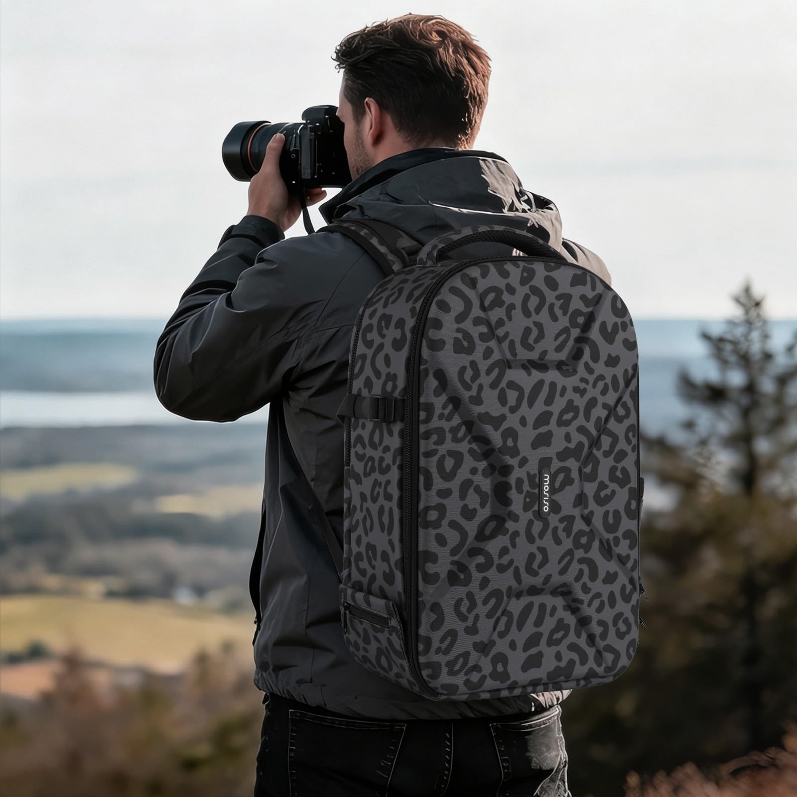 MOSISO Plecak na aparat, DSLR/SLR/torba na aparat fotograficzny, z kieszenią na laptopa 15-16", uchwyt na statyw i osłona przeciwdeszczowa, kompatybilny z Canon, Nikon, Sony, DJI Mavic dronami, wzór w