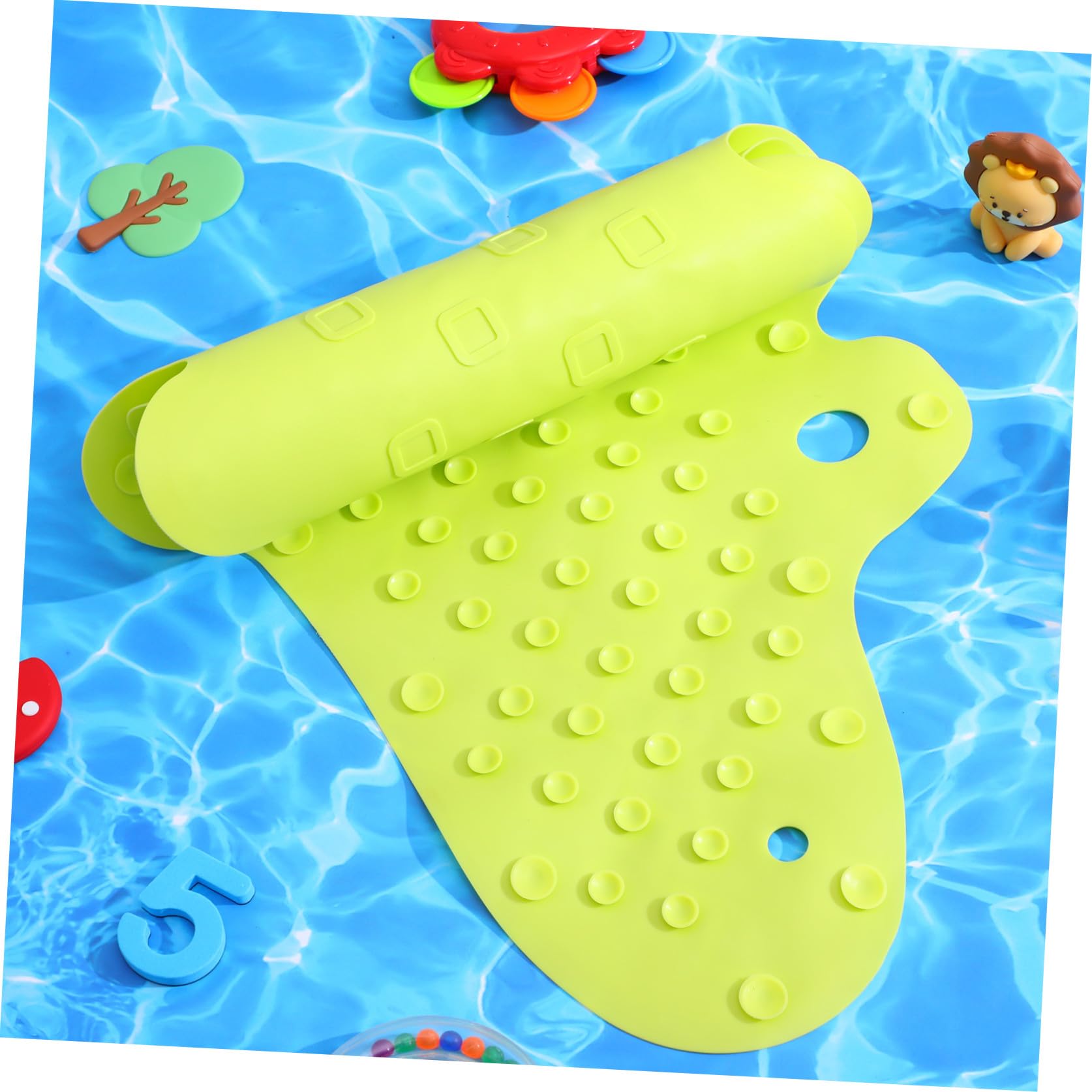 Zerodeko Tapis de Bain Antidérapant pour Garçon et Filles en TPR Vert avec Ventouses, Forme Crocodile, pour Sol de Salle de Bain et Sauna, Dessin Animé Amusant