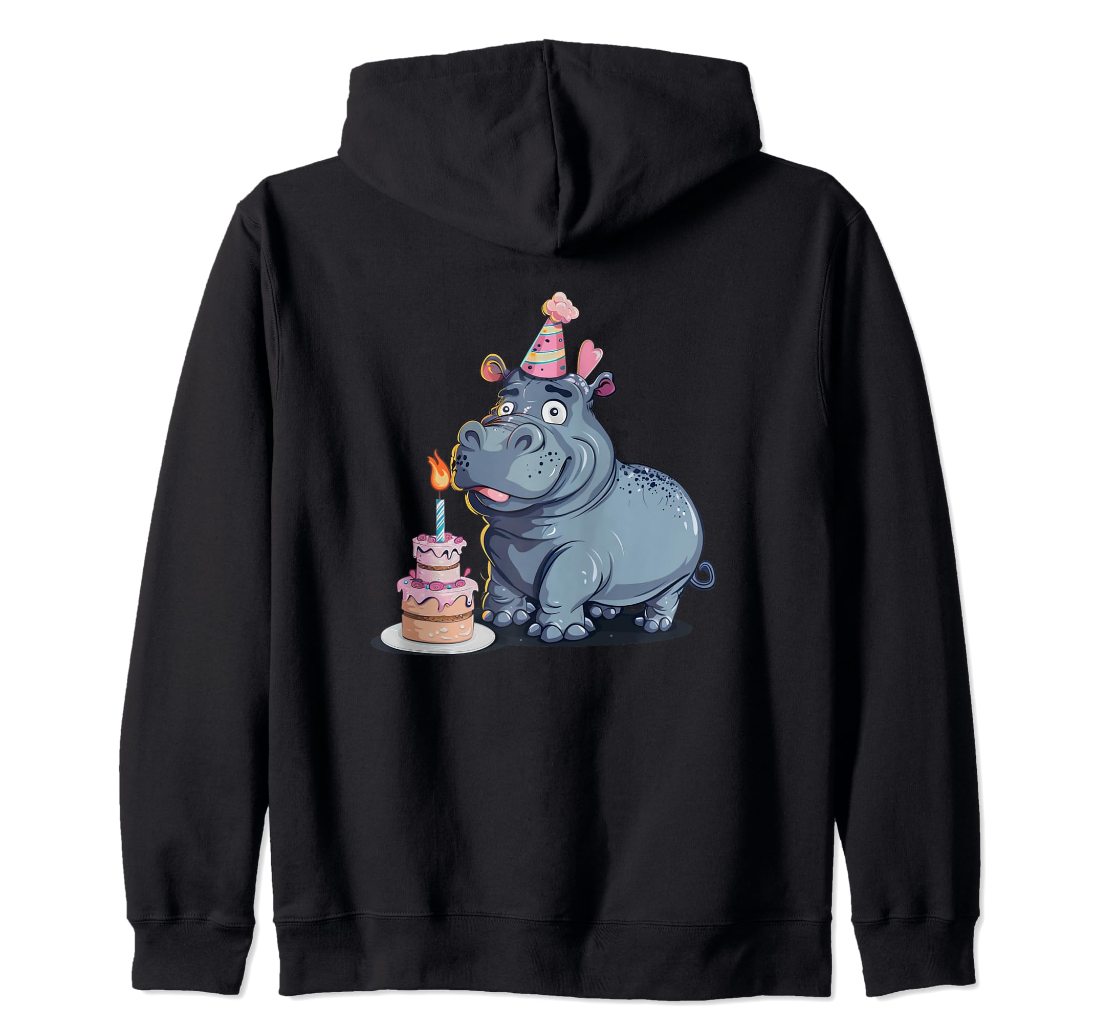 Nice Hippo Animal in Birthday mood Zip Hoodie