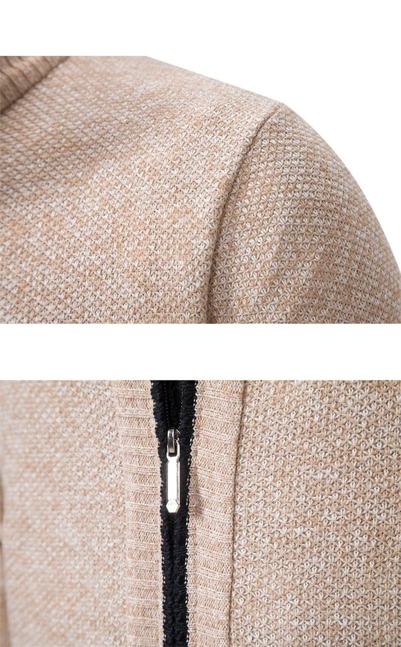 Suéter de punto ajustado para hombre, cárdigan de otoño e invierno, cálido forro polar grueso