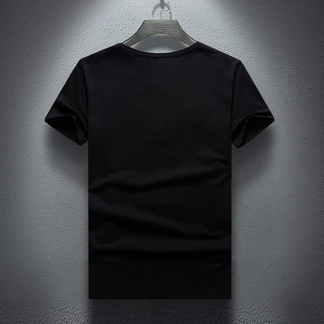 HZCX FASHION Mens Rhinestone Skull Graphic Shirt Round Collar Short Sleeve Tees - Image 2