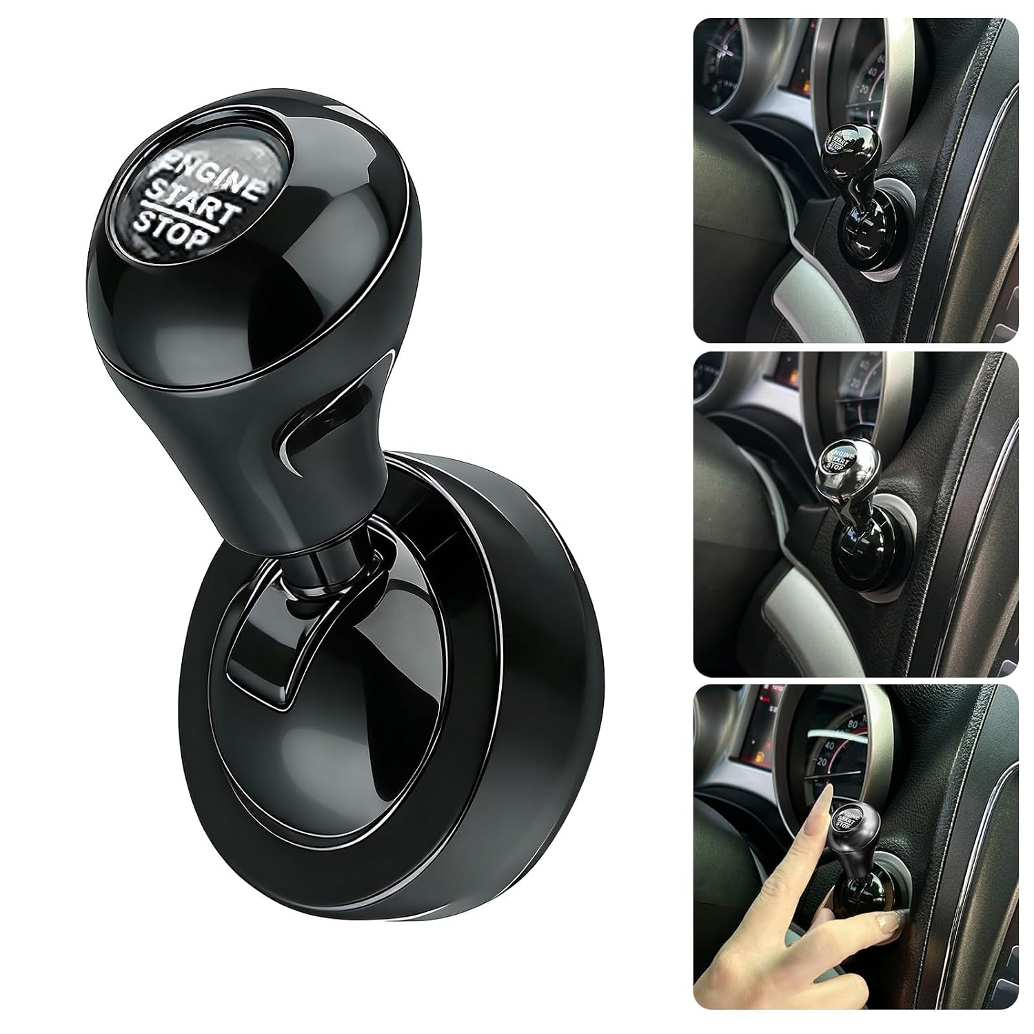 Car Push to Start Button Cover Joystick, Retro Mechanical Engine Start Stop Button Cover, Alloy Car Interior Accessories, 1.57x2.76 in image 2