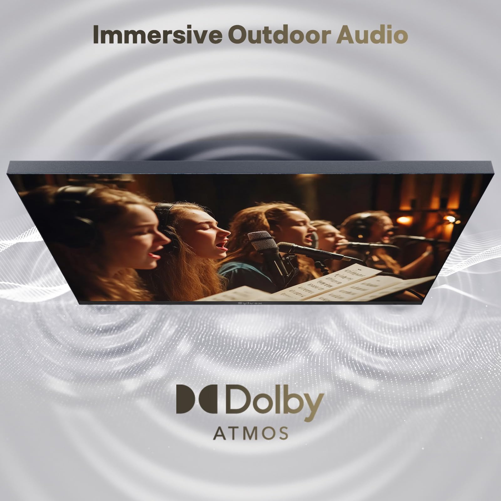 SYLVOX TV Exterior 43 Pulgadas, 4K UHD HDR, 1000 Nits, Sin Marcos Google TV, Dolby Atmos, DVB-C/T2/S2, HEVC, Smart TV IP56 Resistente al Agua para Jardín, Terraza & Piscina (framless)