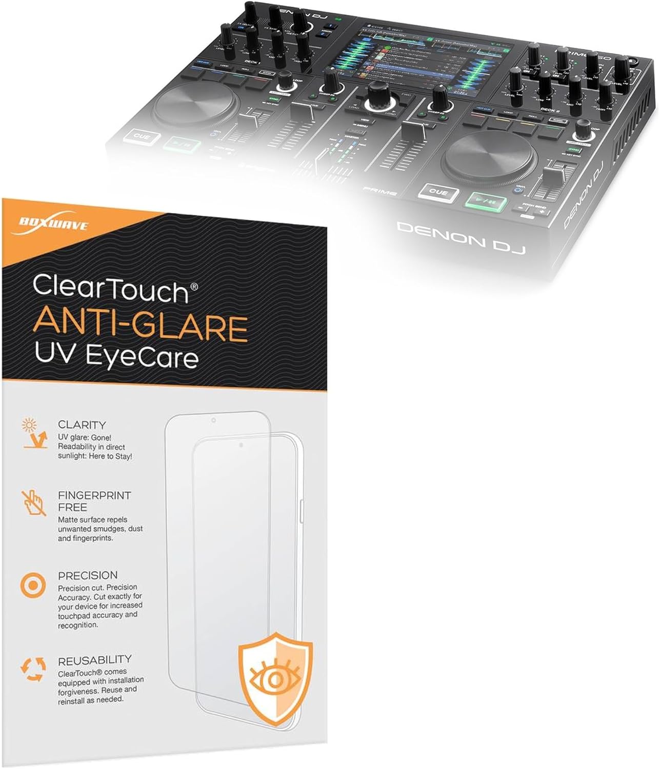 BoxWave Screen Protector Compatible with Denon DJ Prime GO - ClearTouch Anti-Glare Anti-UV EyeCare (2-Pack), Filters Out Harmful Blue Light Reduce Fatigue
